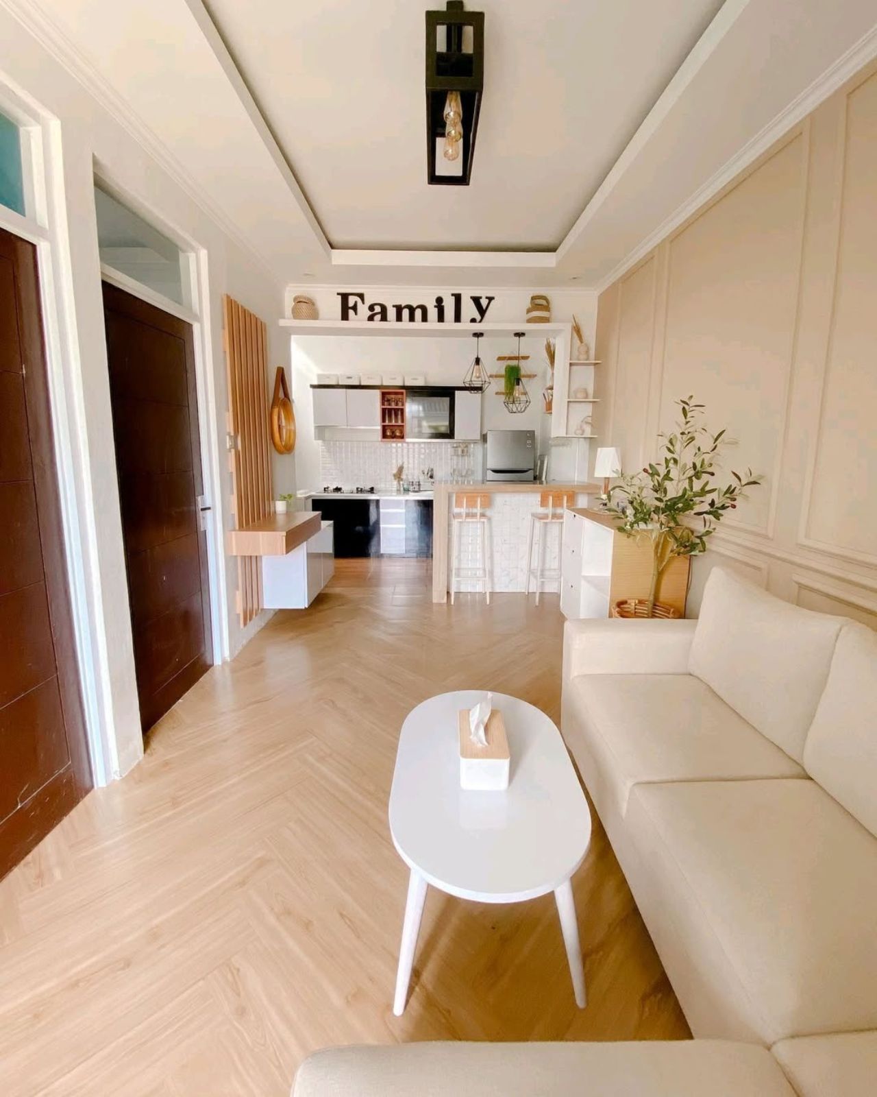 contoh warna keramik lantai ruang tamu coklat