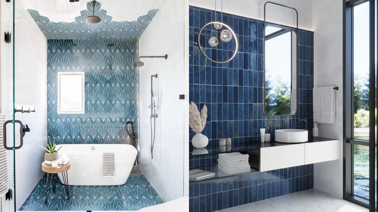 inspirasi desain keramik kamar mandi warna biru