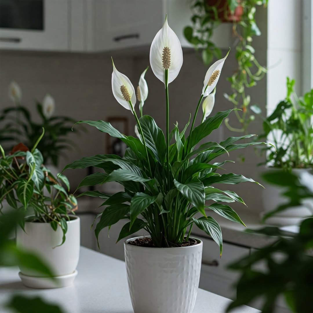 tanaman yang cocok di depan rumah menurut feng shui, peace lily