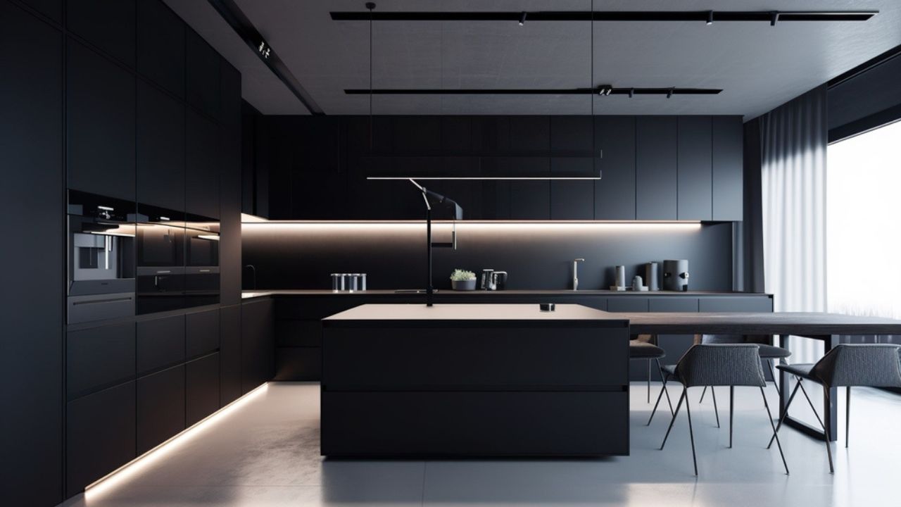 4. Warna Cat Dapur yang Elegan Nuansa Abu-abu Gelap