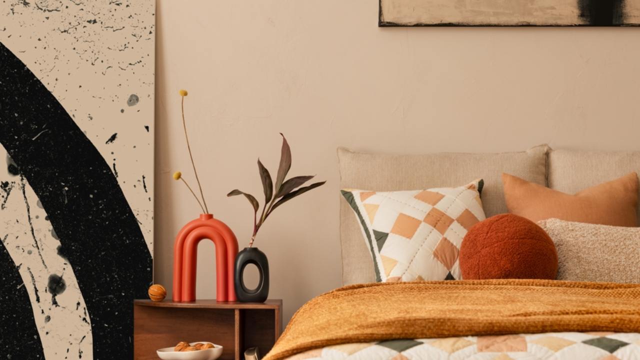 desain kamar warna orange