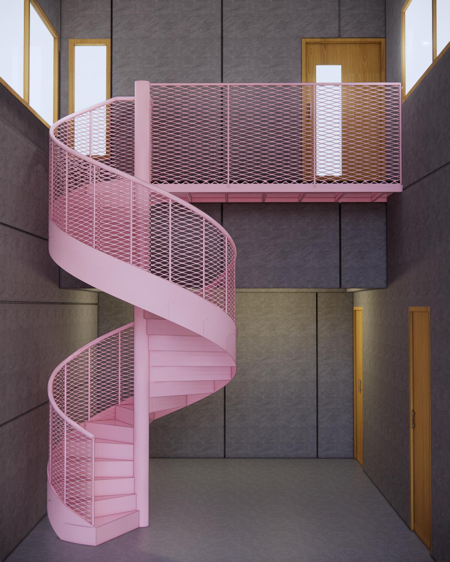 4. Desain Tangga Hemat Ruang Memutar Berwarna Putih