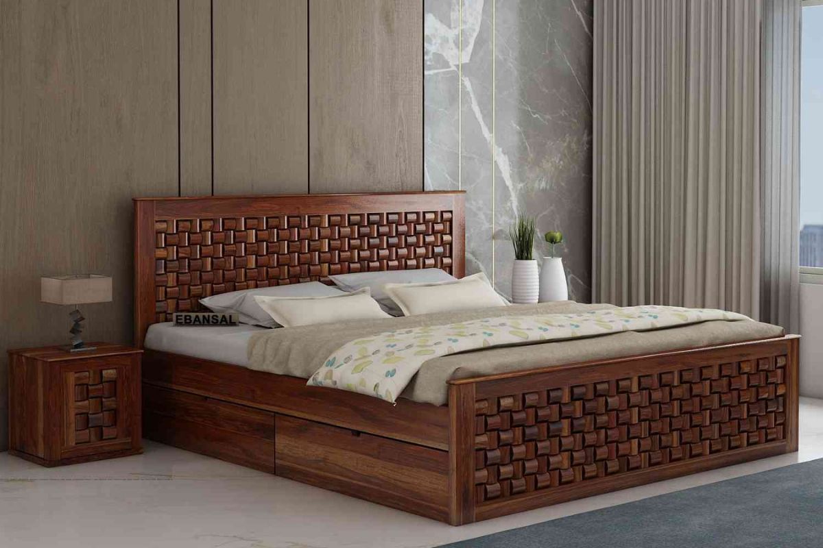 model dipan kayu minimalis motif anyaman
