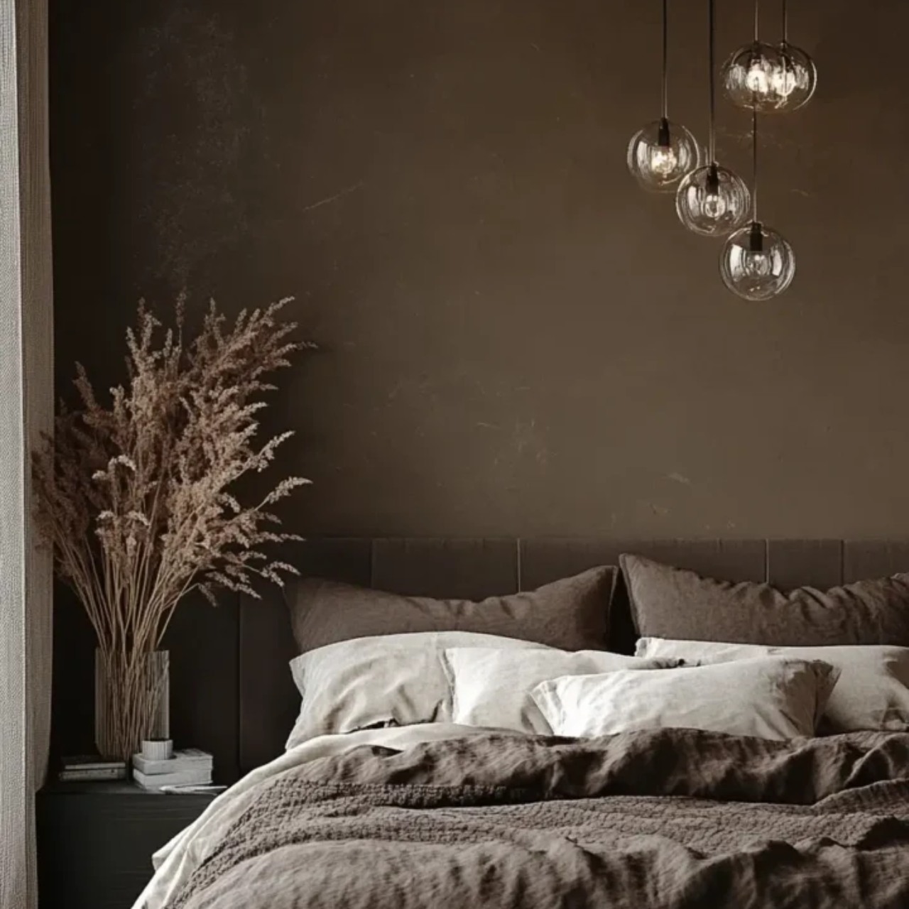 desain kamar tidur warna coklat tua