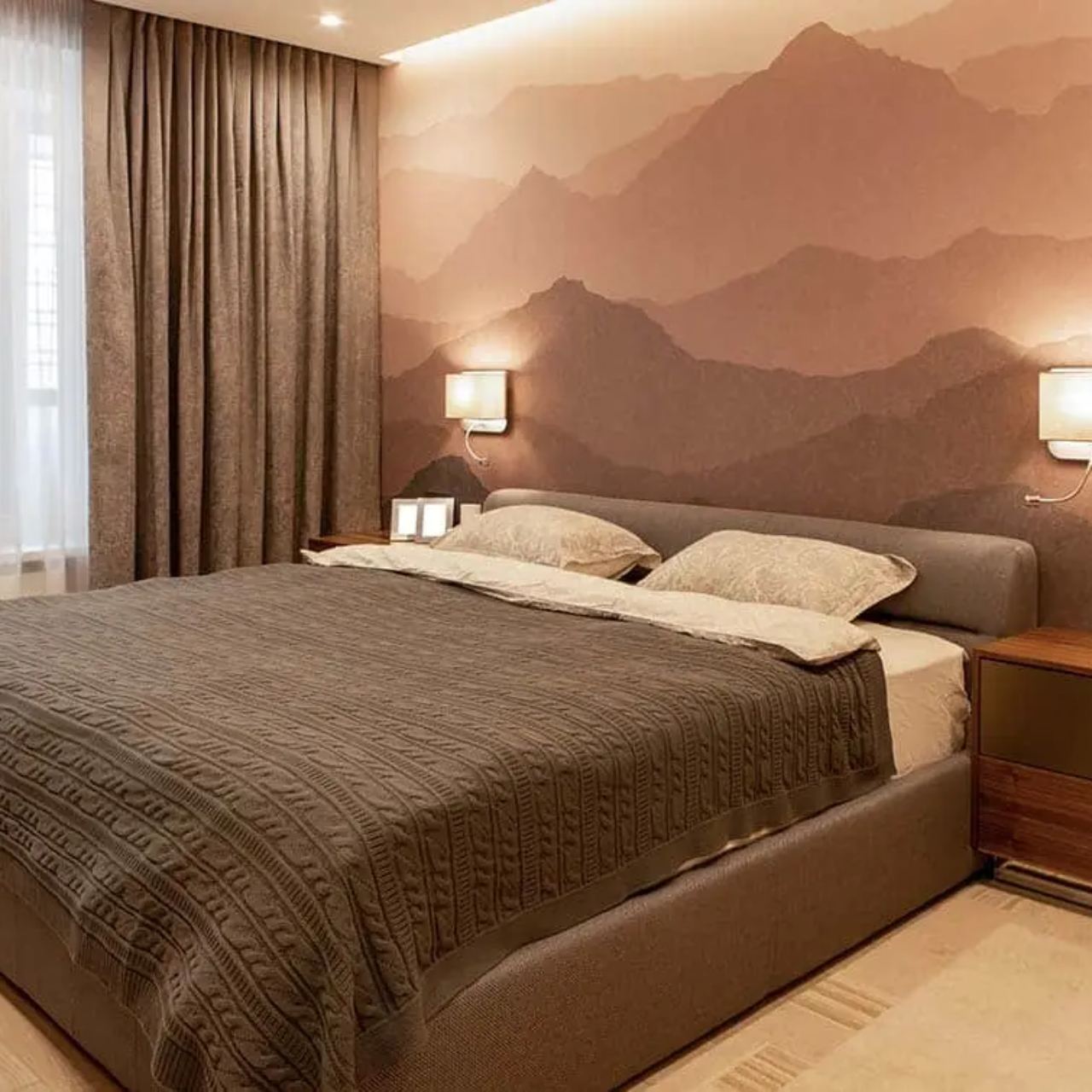 kamar cokelat tua nuansa alam