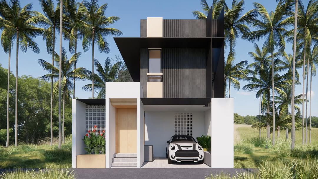 cat rumah hitam putih tampak depan cat rumah hitam putih tampak depan
