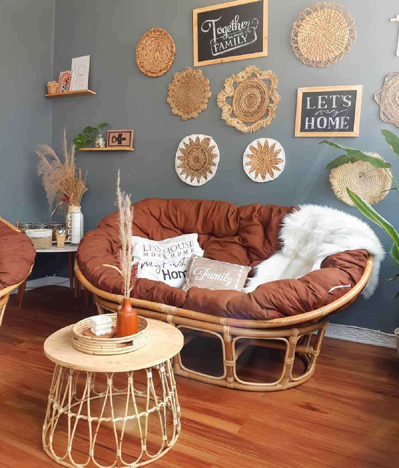 desain ruang tamu bohemian