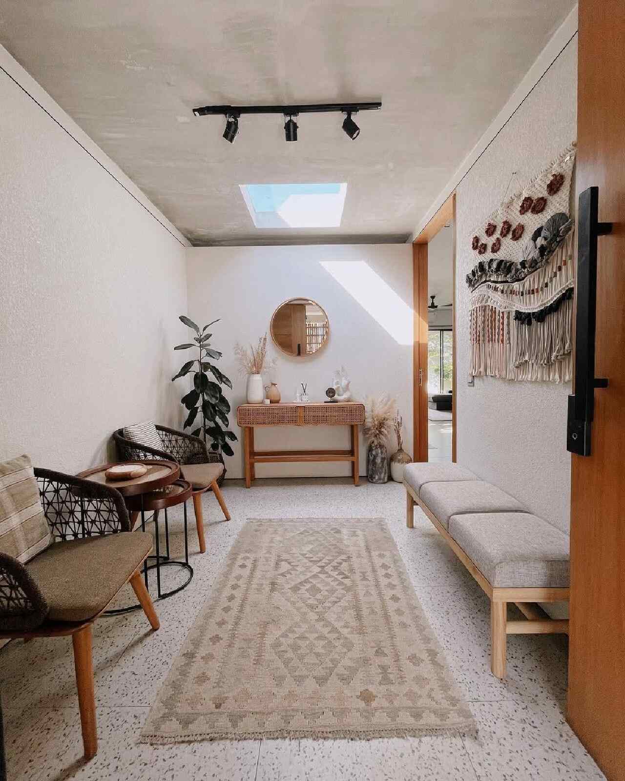 desain ruang tamu estetik bohemian