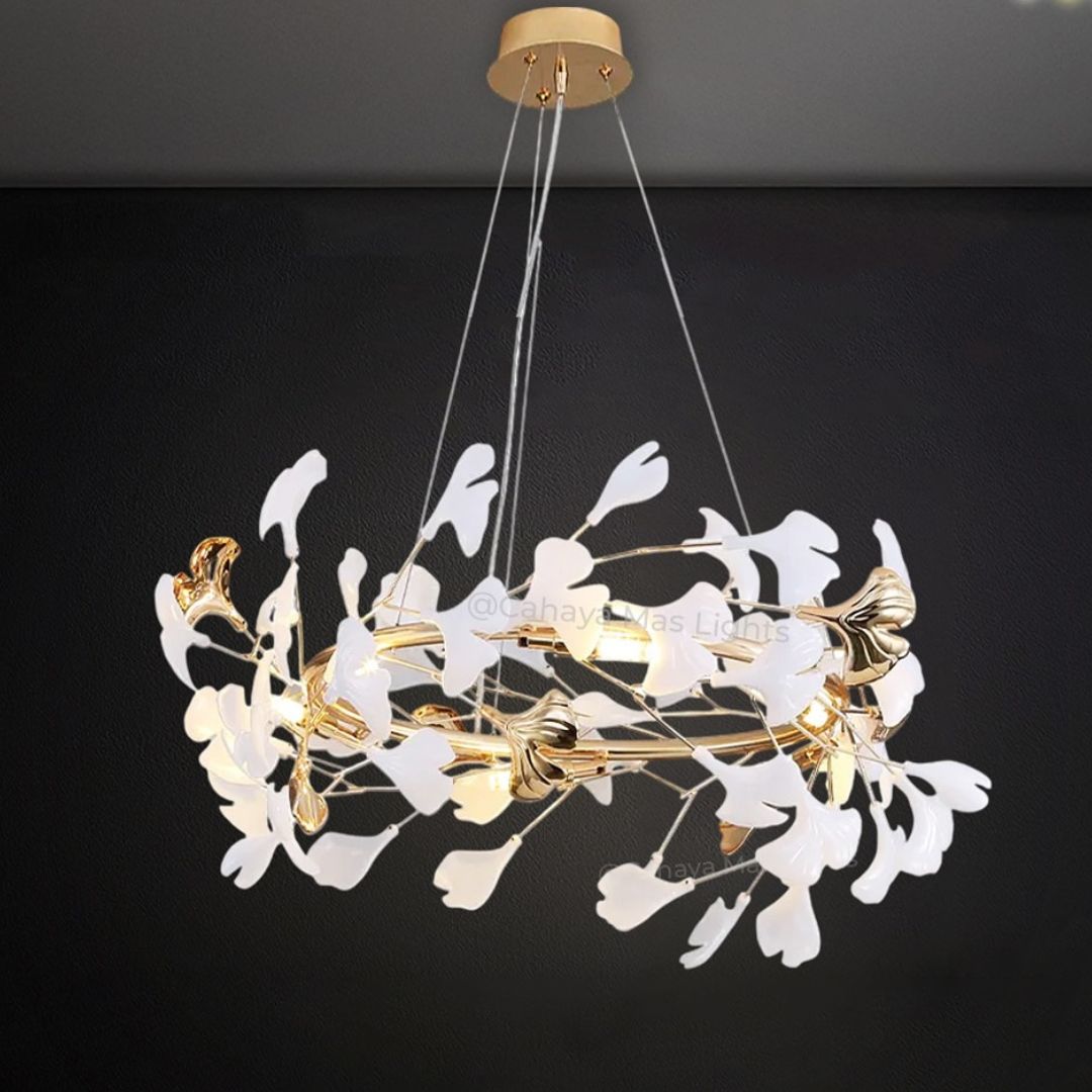 3. Desain Lampu Ruang Tamu dengan Konsep Daun