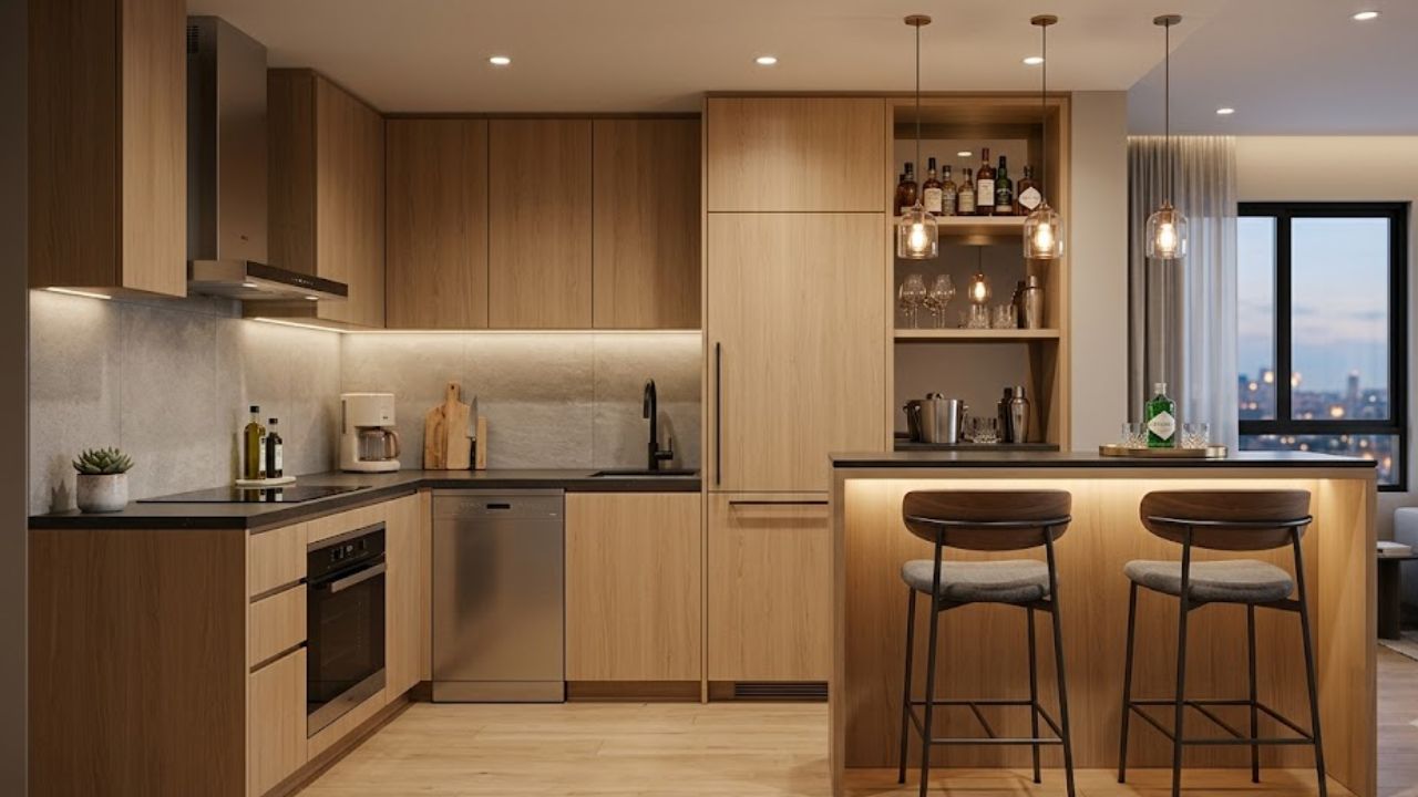 8. Desain Dapur Kecil dengan Mini Bar