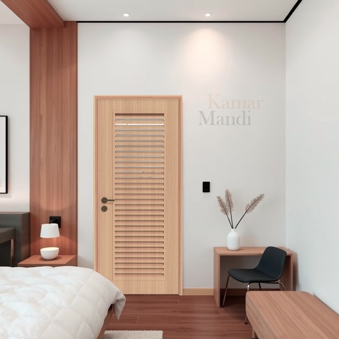 4. Pintu Kamar Tidur Modern dengan Sirkulasi Angin Berbentuk Garis-garis Horizontal