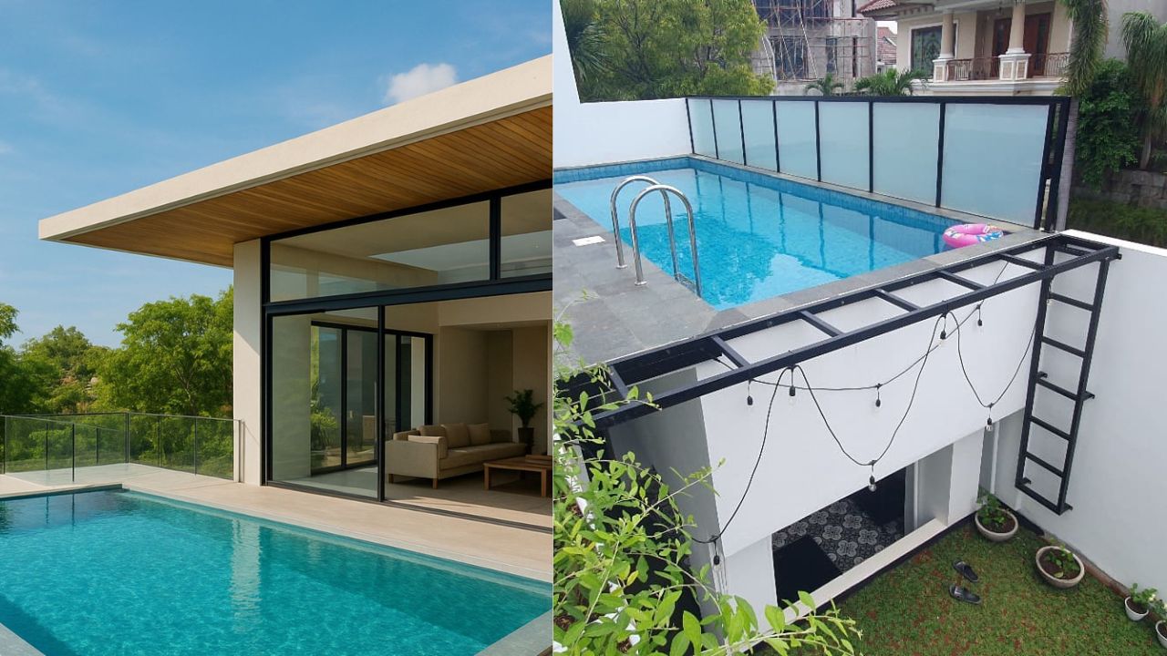 Desain kolam renang di lantai 2