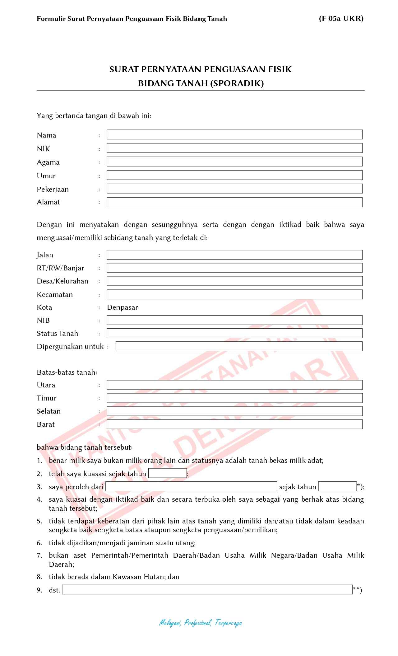 contoh surat sporadik tanah