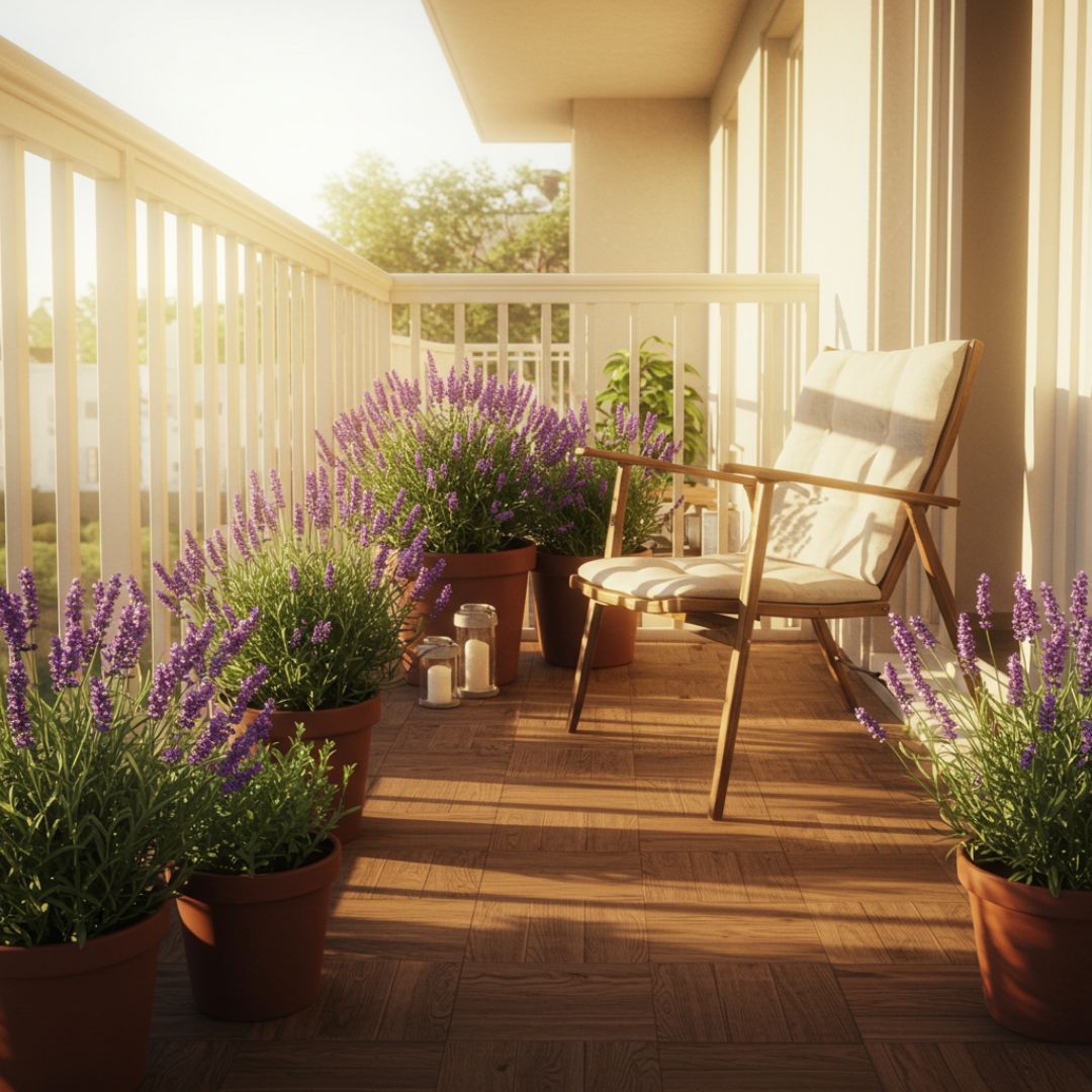 2. Tanaman Lavender di Balkon Lantai Atas
