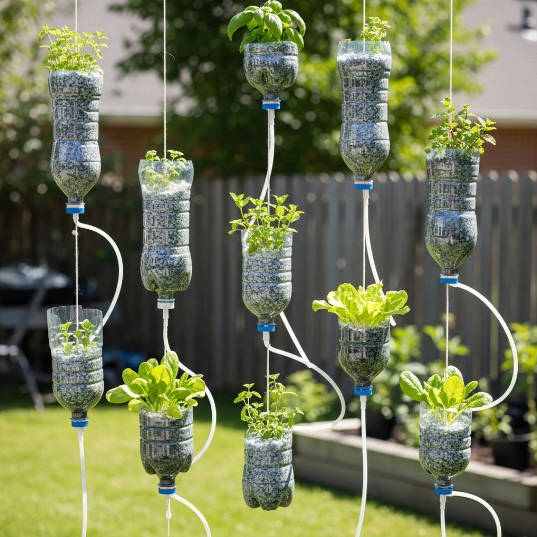 3. Kebun Hidroponik di Botol Bekas