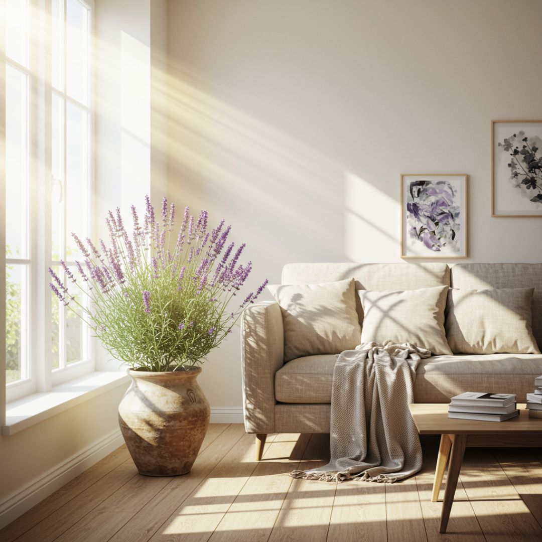 3. Tanaman Lavender di Dekat Jendela Ruang Tamu