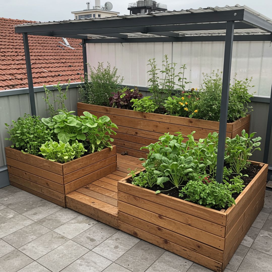 4. Desain Kebun Sayur Rumahan di Atap (Rooftop Garden)