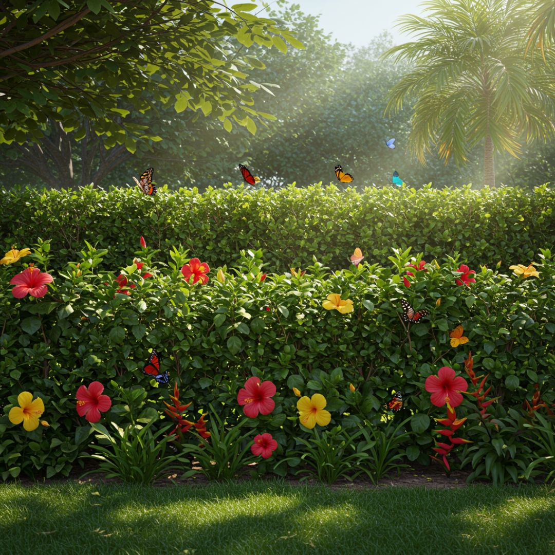 4. Pagar Tanaman Kembang Sepatu (Hibiscus)