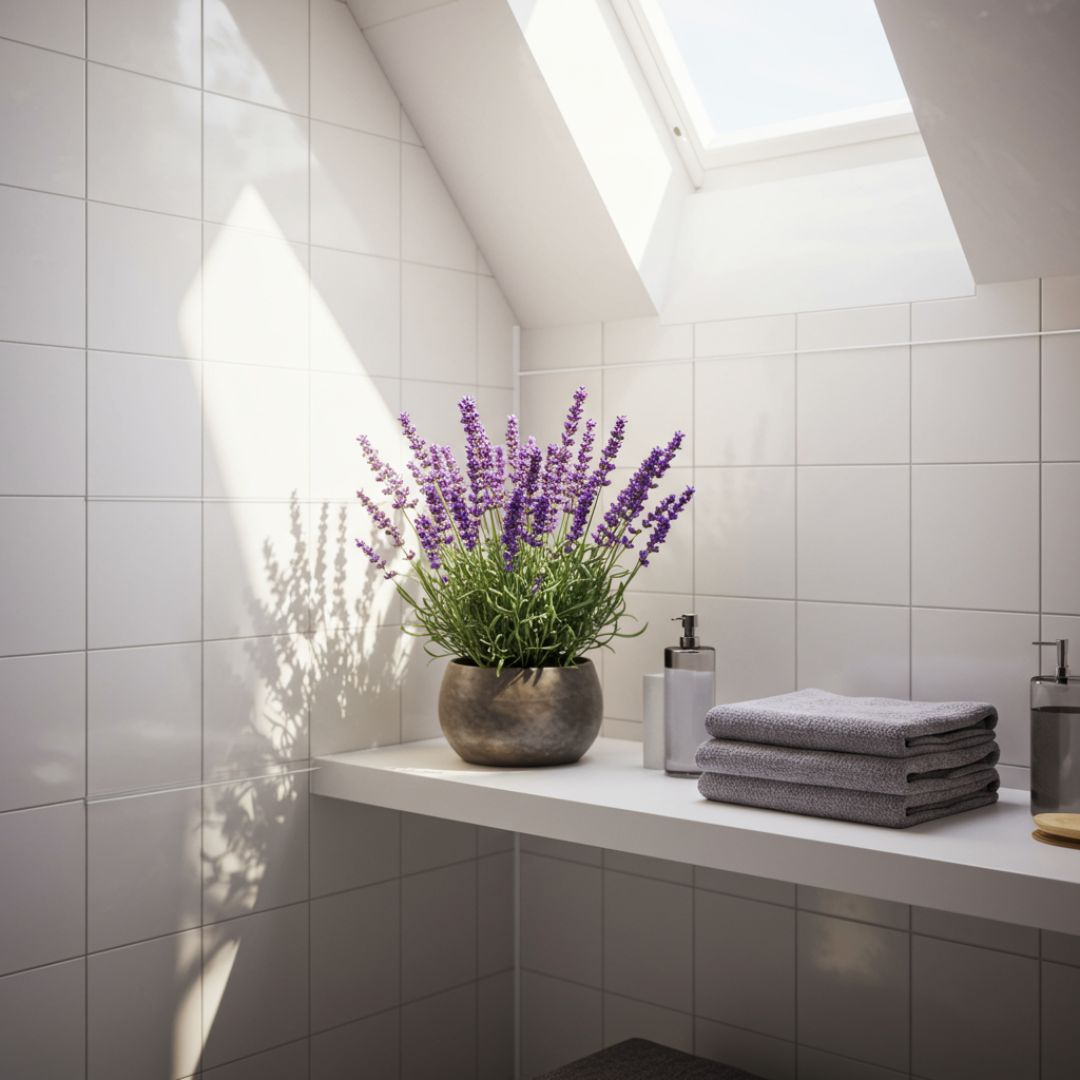 6. Tanaman Lavender di Kamar Mandi