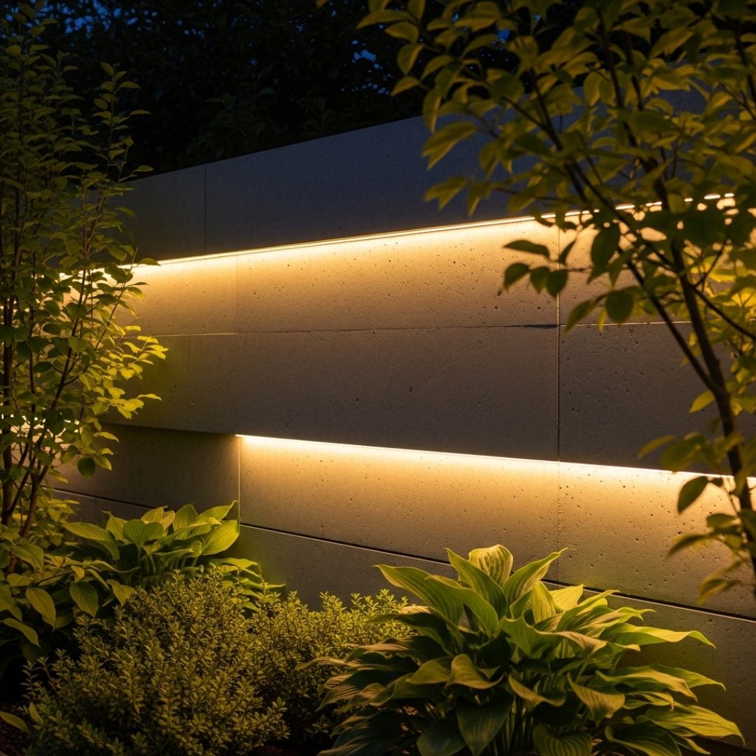 7. Lampu Taman Tembok LED Strip Tersembunyi