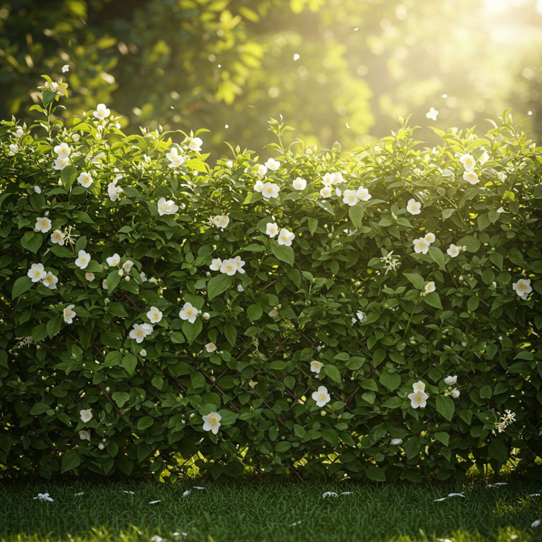 7. Pagar Tanaman Melati Jepang (Jasminum sambac)