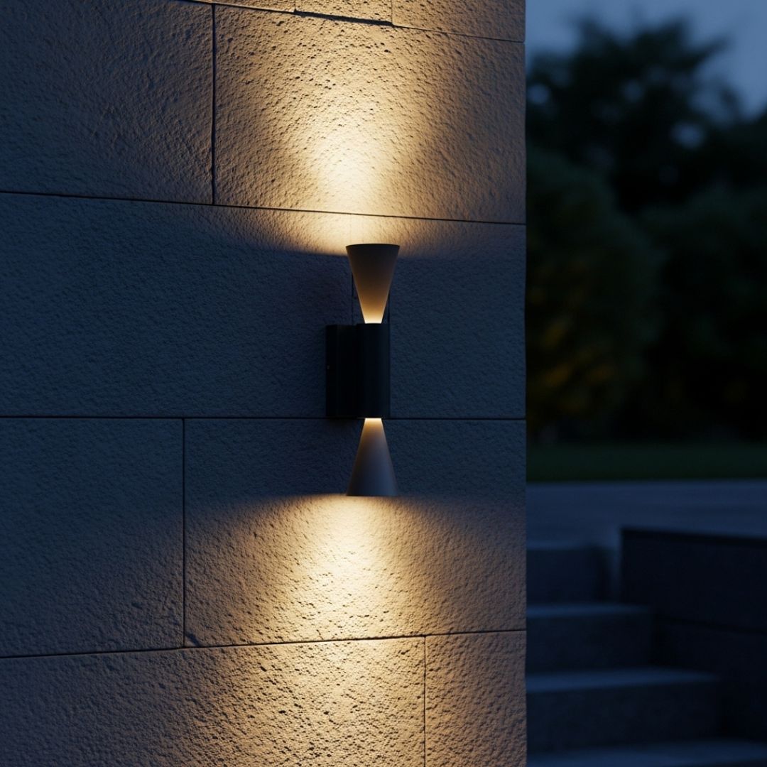 8. Lampu Taman Tembok Berbentuk Silinder Vertikal