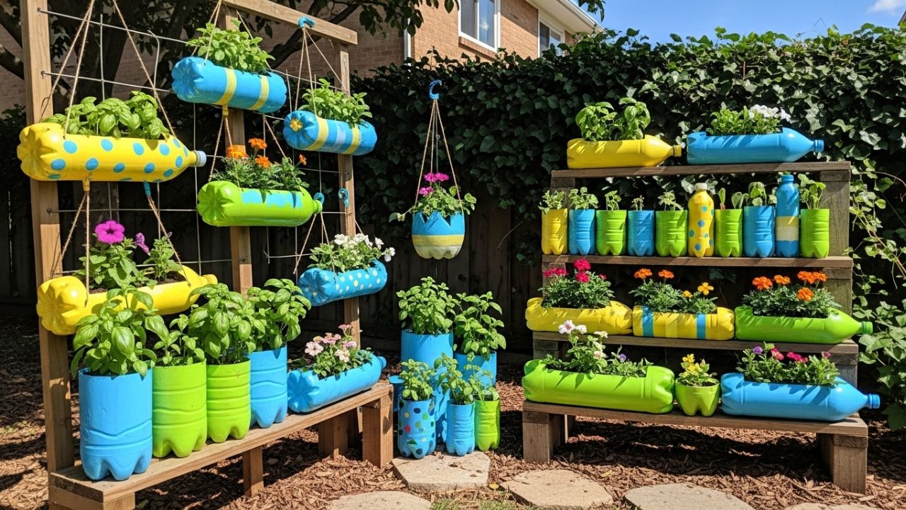 Desain Pot Bunga dari Botol Bekas untuk Taman Rumah