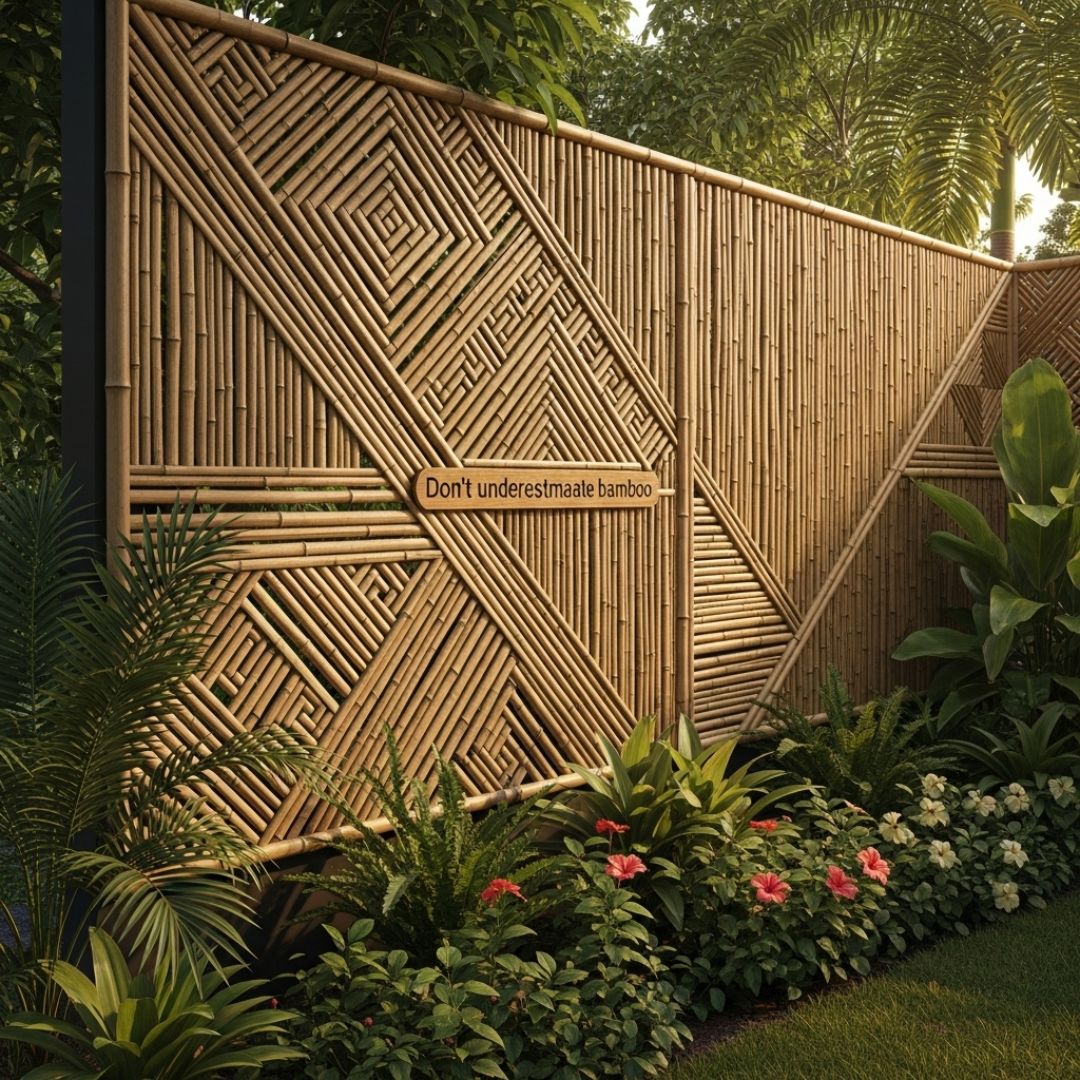 Dinding Taman dari Anyaman Bambu Modern