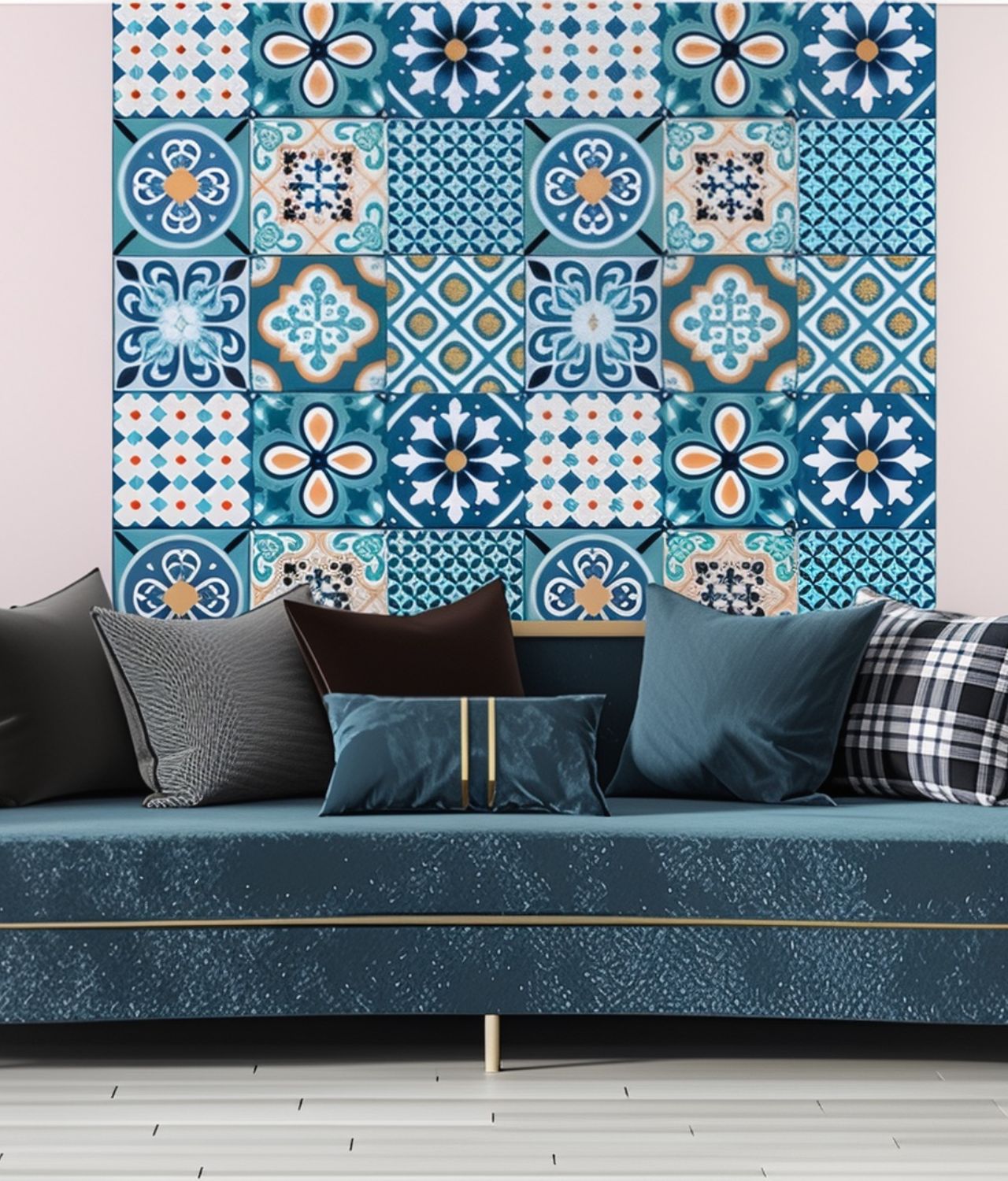 Keramik Dinding Ruang Tamu Setengah Badan yang Unik