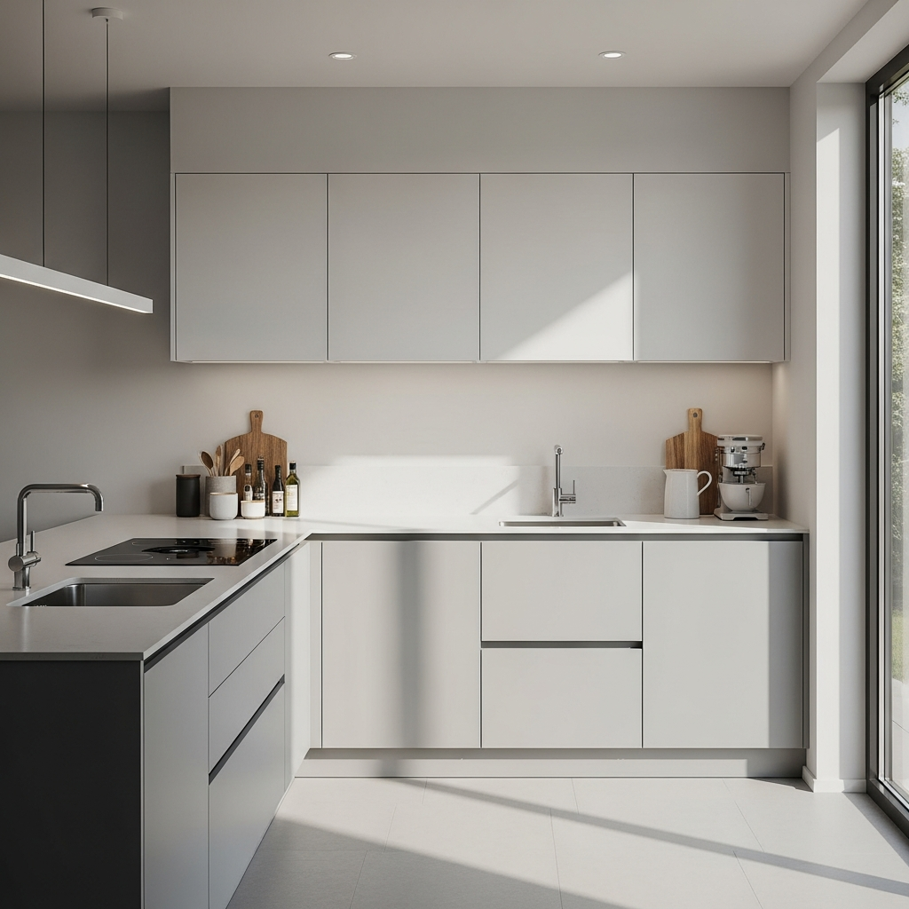 Lemari Dapur Minimalis dengan Pintu Flat Panel