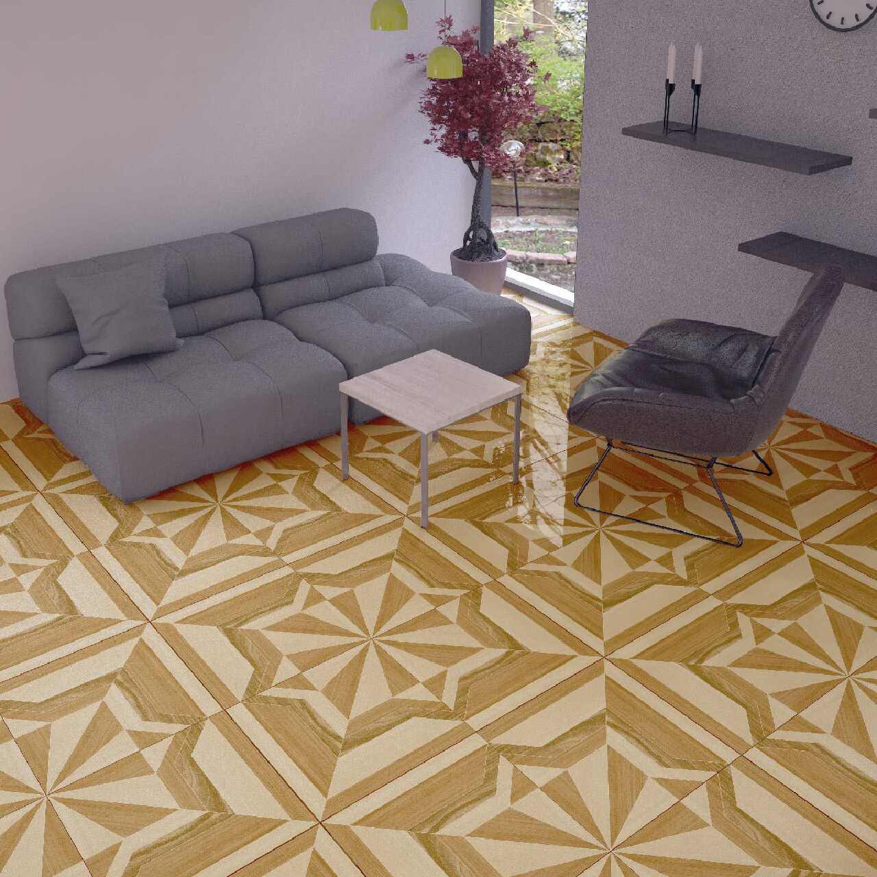 Motif Keramik Lantai Ruang Tamu Geometris