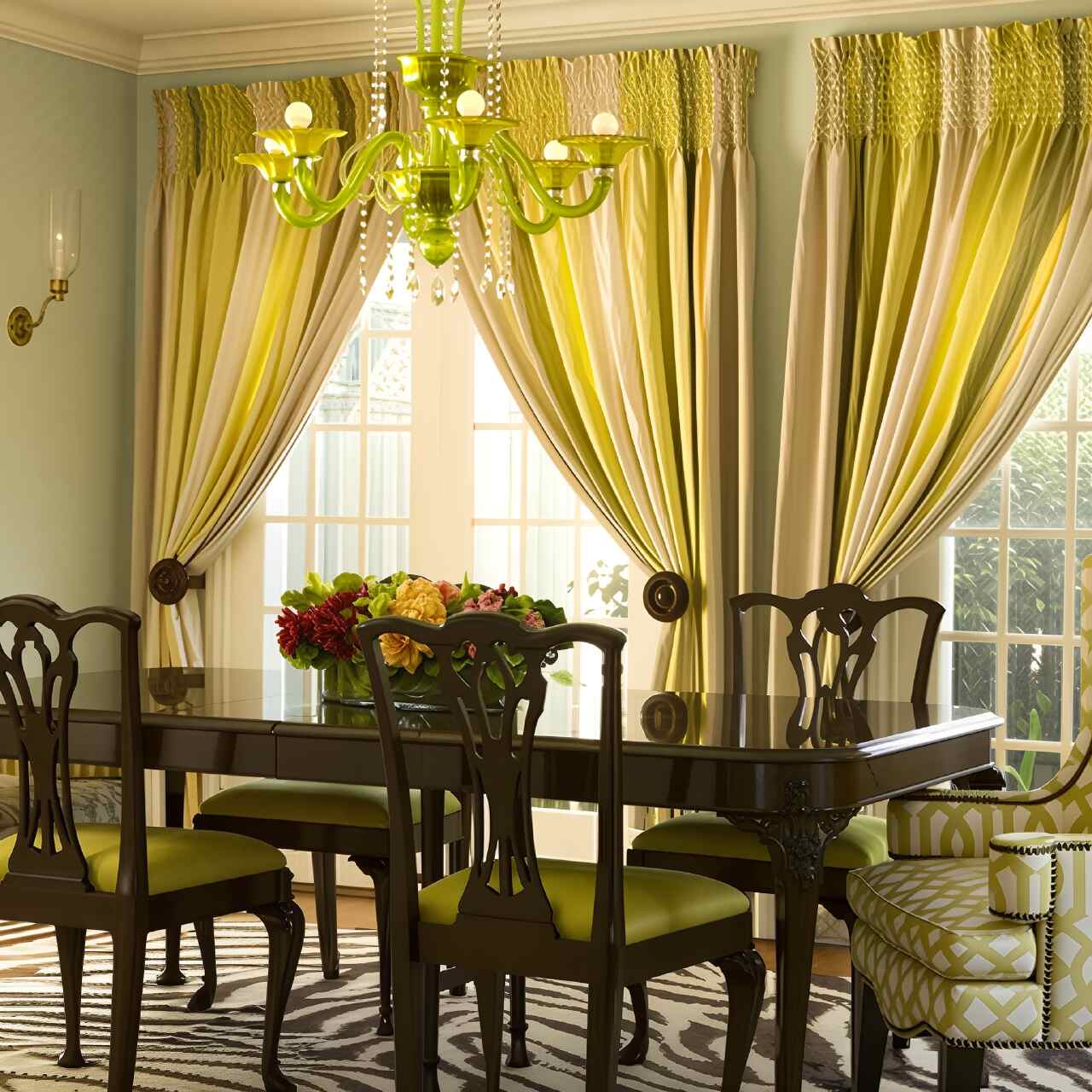 warna gorden yang cocok untuk dinding hijau tosca