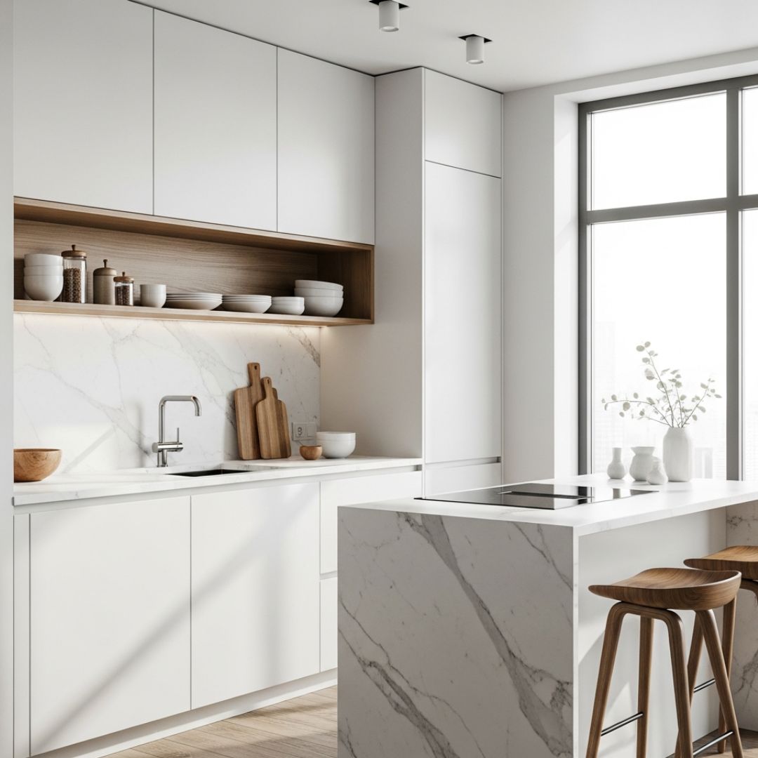 1. Dapur Minimalis dengan Sentuhan Putih Bersih