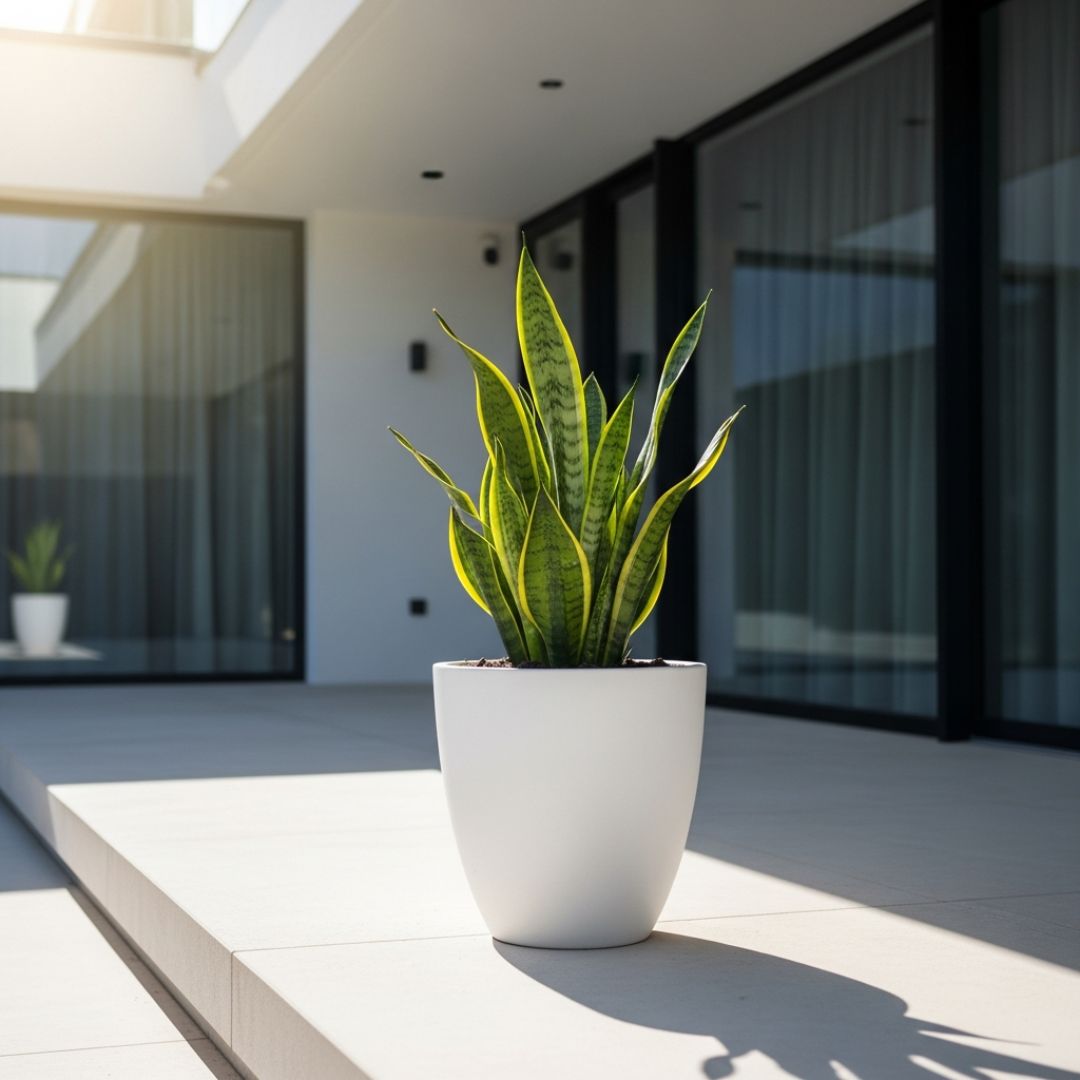 2. Pot Tanaman Hias Gaya Minimalis Putih