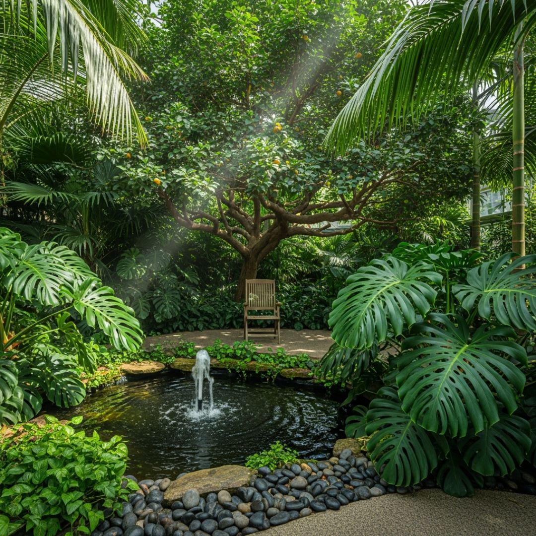 2. Taman Teduh Tropis dengan Nuansa Alami