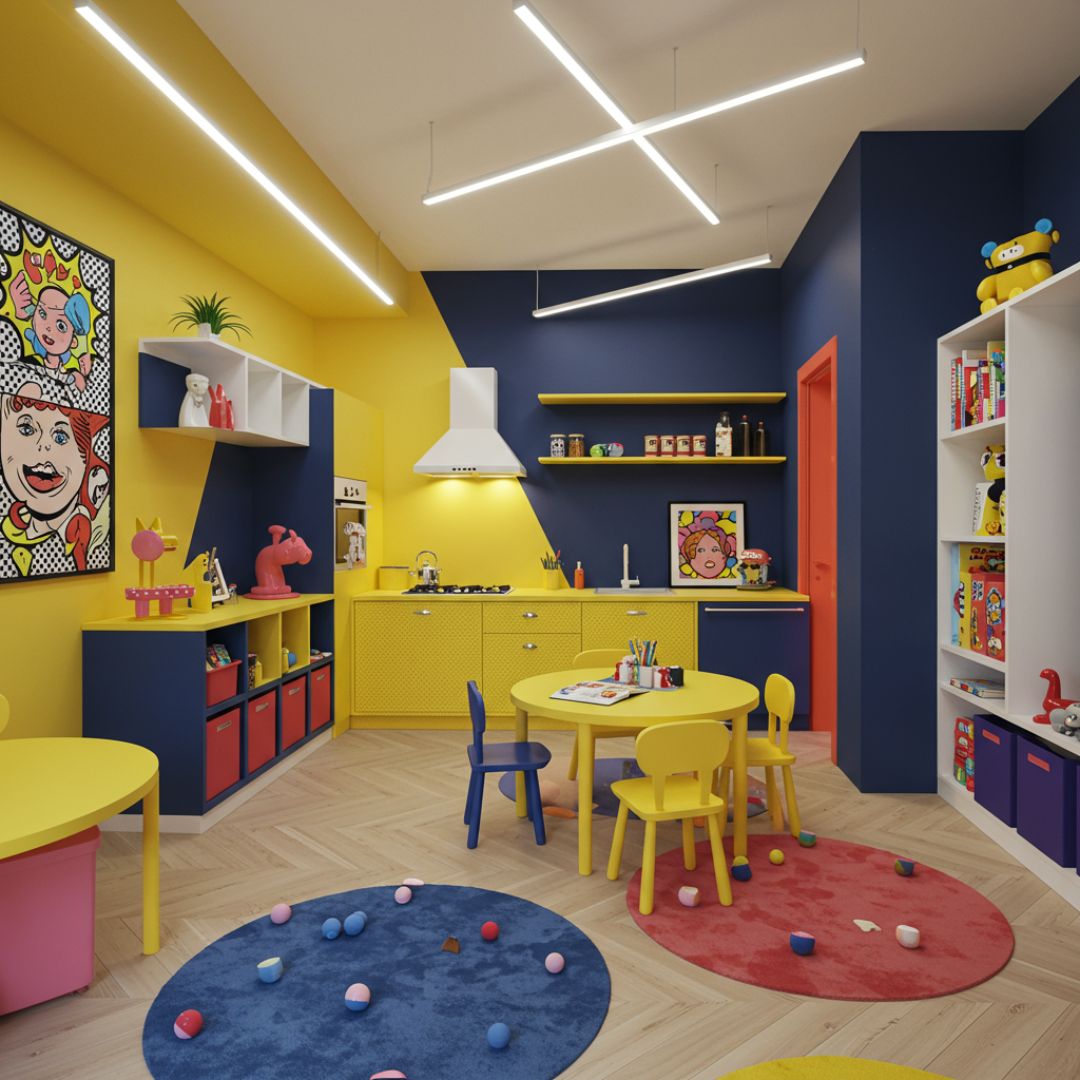 3. Kuning Cerah + Biru Navy