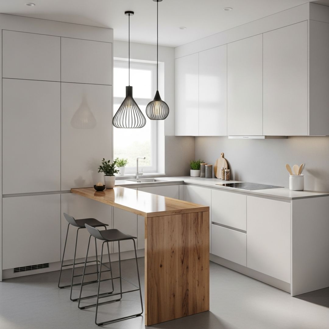 4. Dapur Kecil dengan Meja Bar Multifungsi