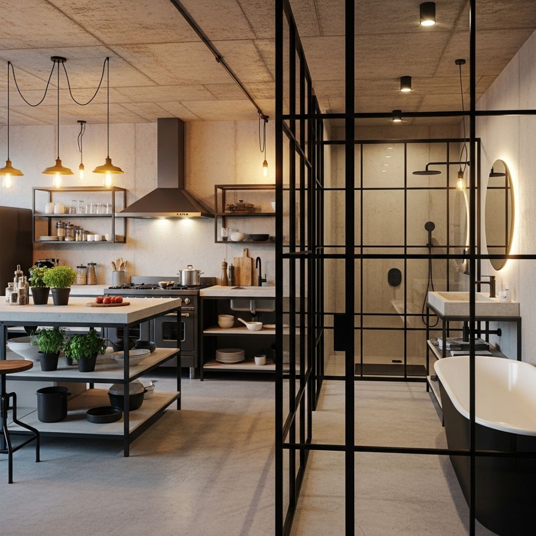 4. Desain Dapur dan Kamar Mandi Industrial