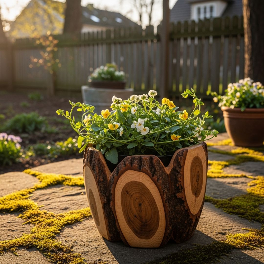 4. Pot Tanaman Hias Kayu