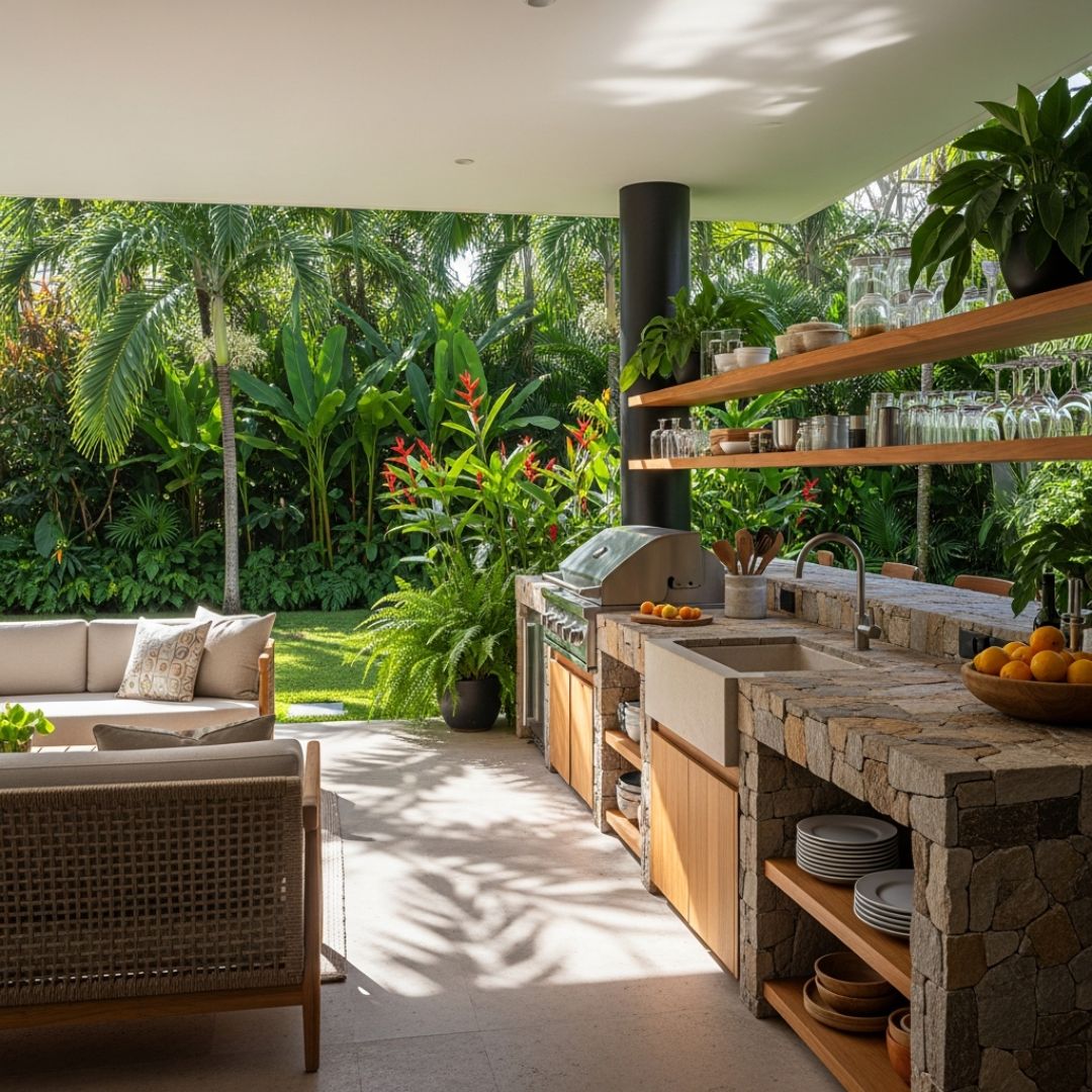 6. Dapur Terbuka Menghadap Taman