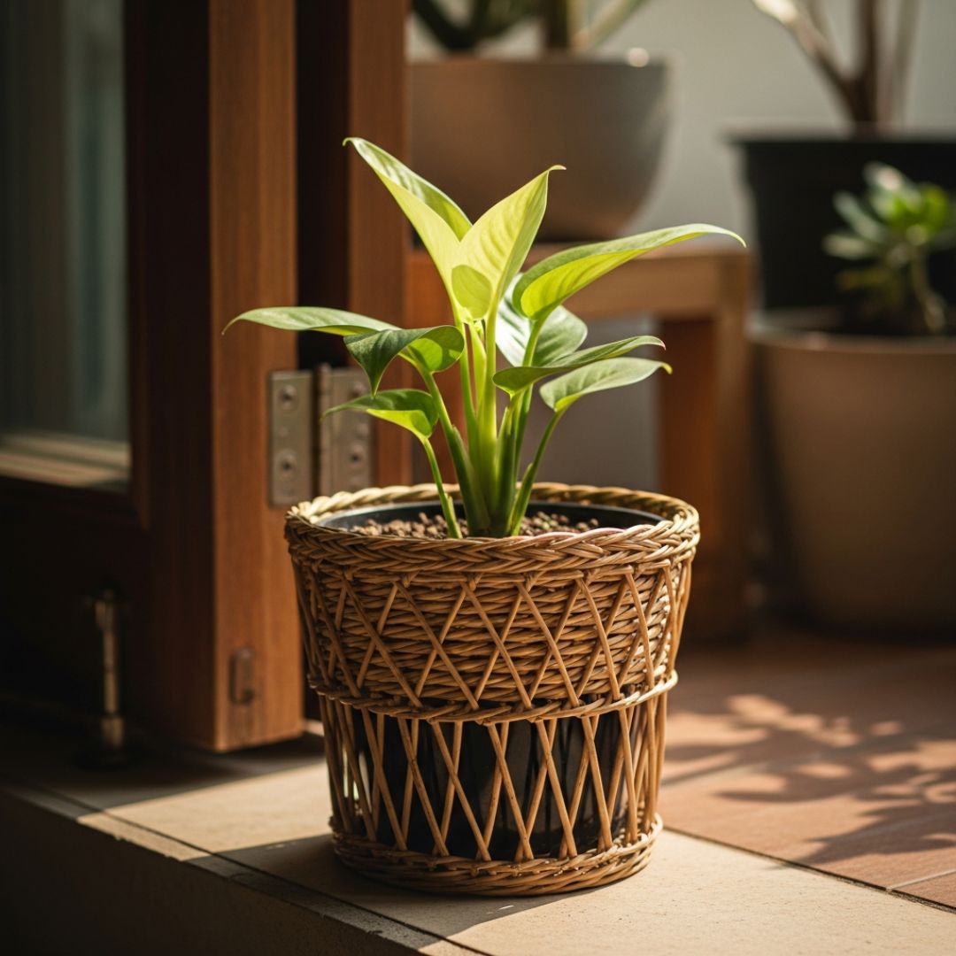 6. Pot Tanaman Hias dari Rotan atau Anyaman