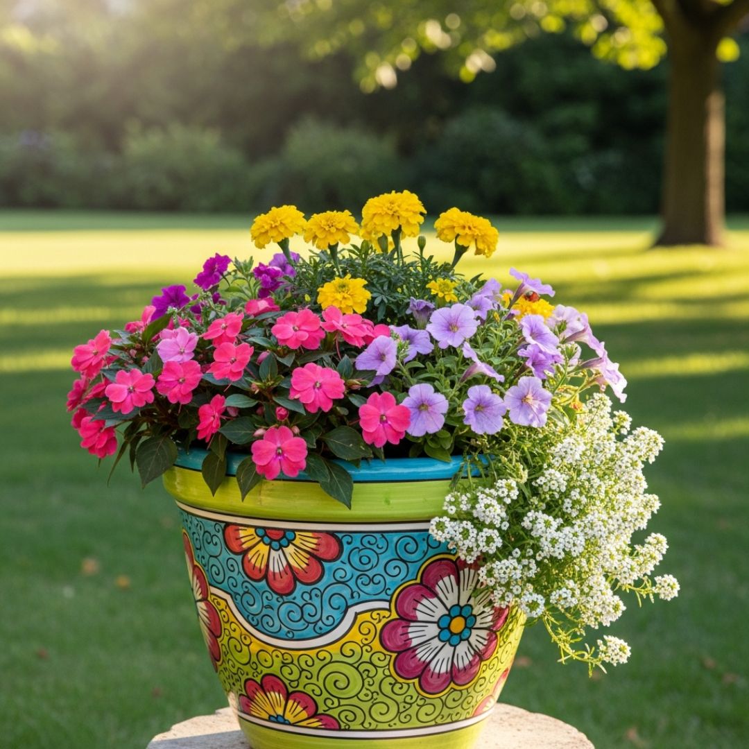 7. Pot Tanaman Hias Warna-warni