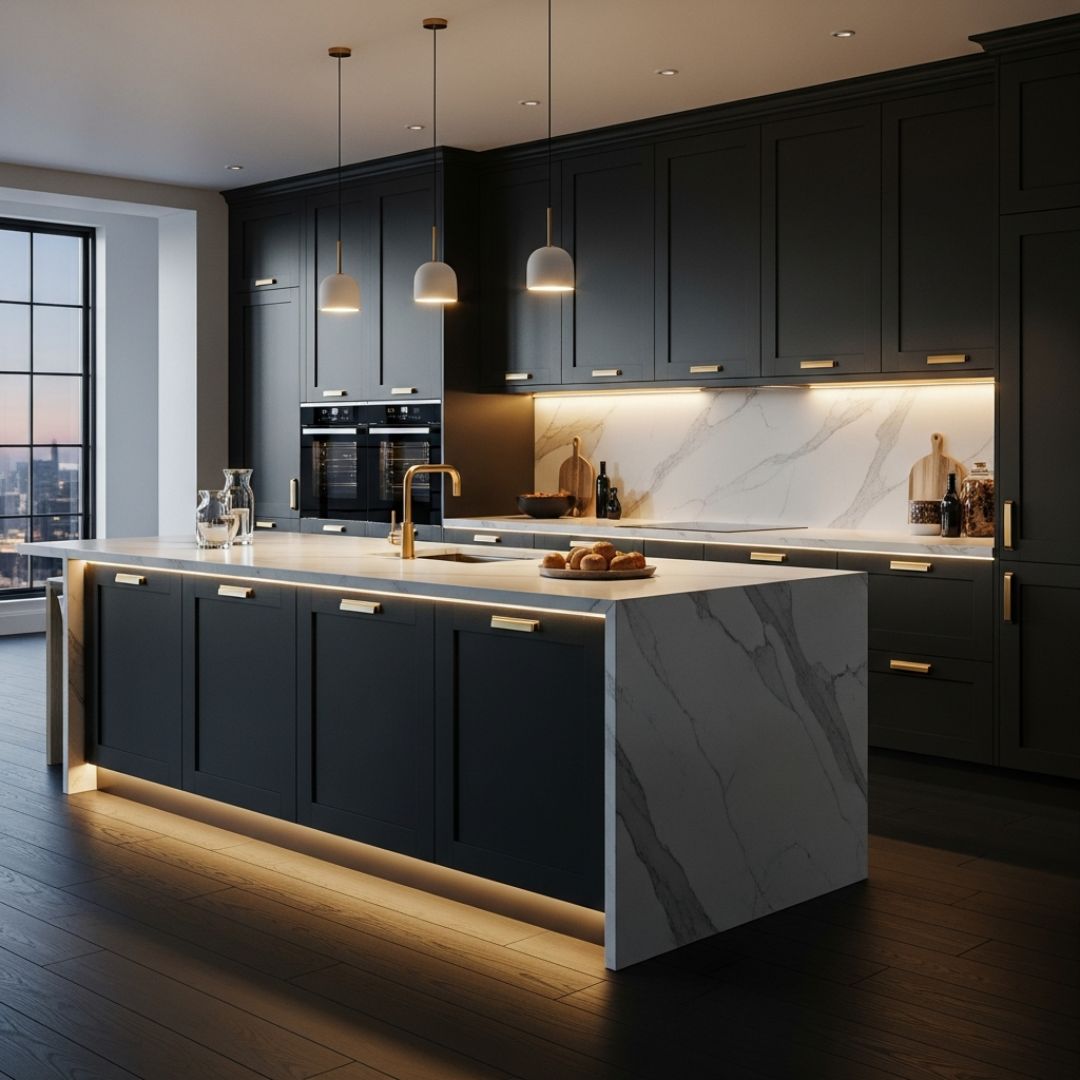 8. Dapur Bernuansa Hitam Elegan