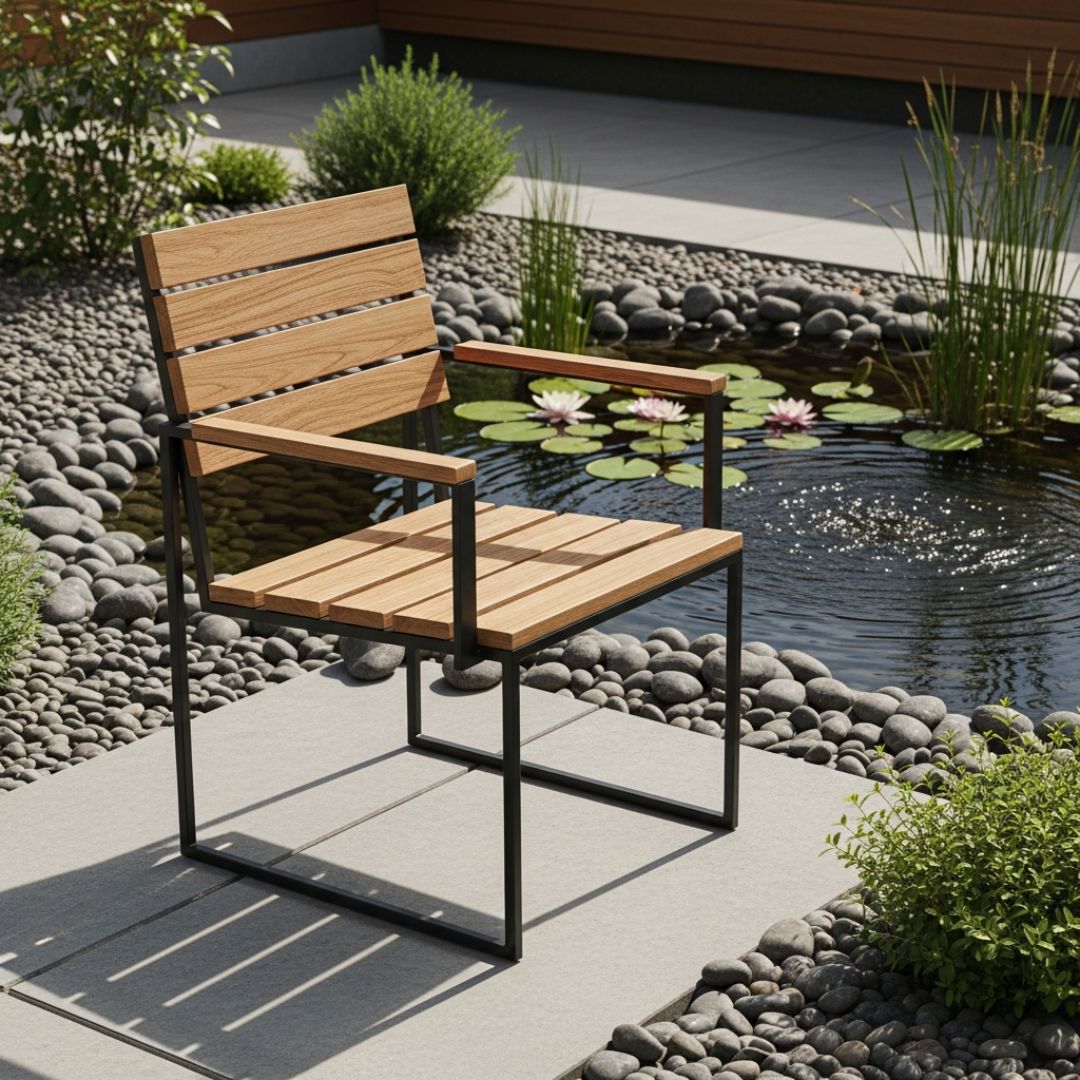 8. Kursi Kombinasi Kayu dan Besi