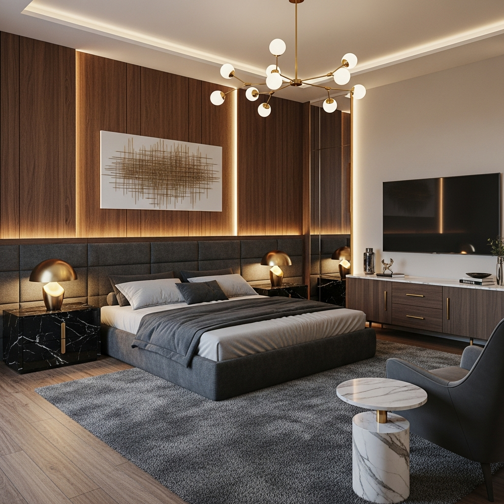 4. Kamar Tidur Cowok Bergaya Modern Luxury