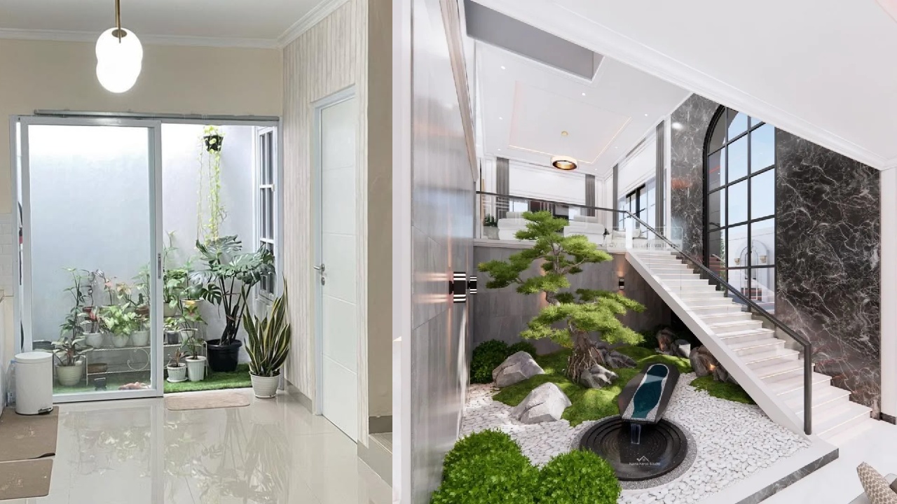 taman dalam rumah dekat ruang keluarga