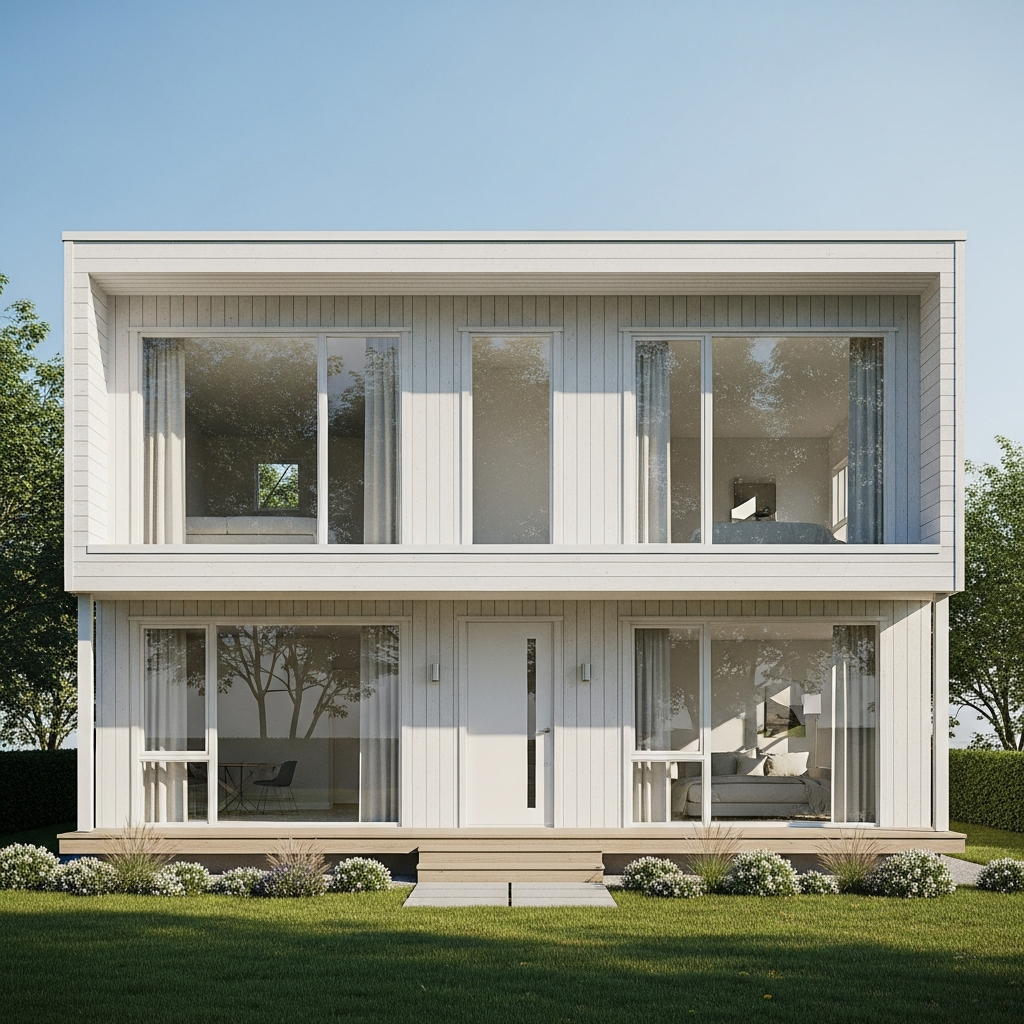 4. Fasad Scandinavian dengan Jendela Besar