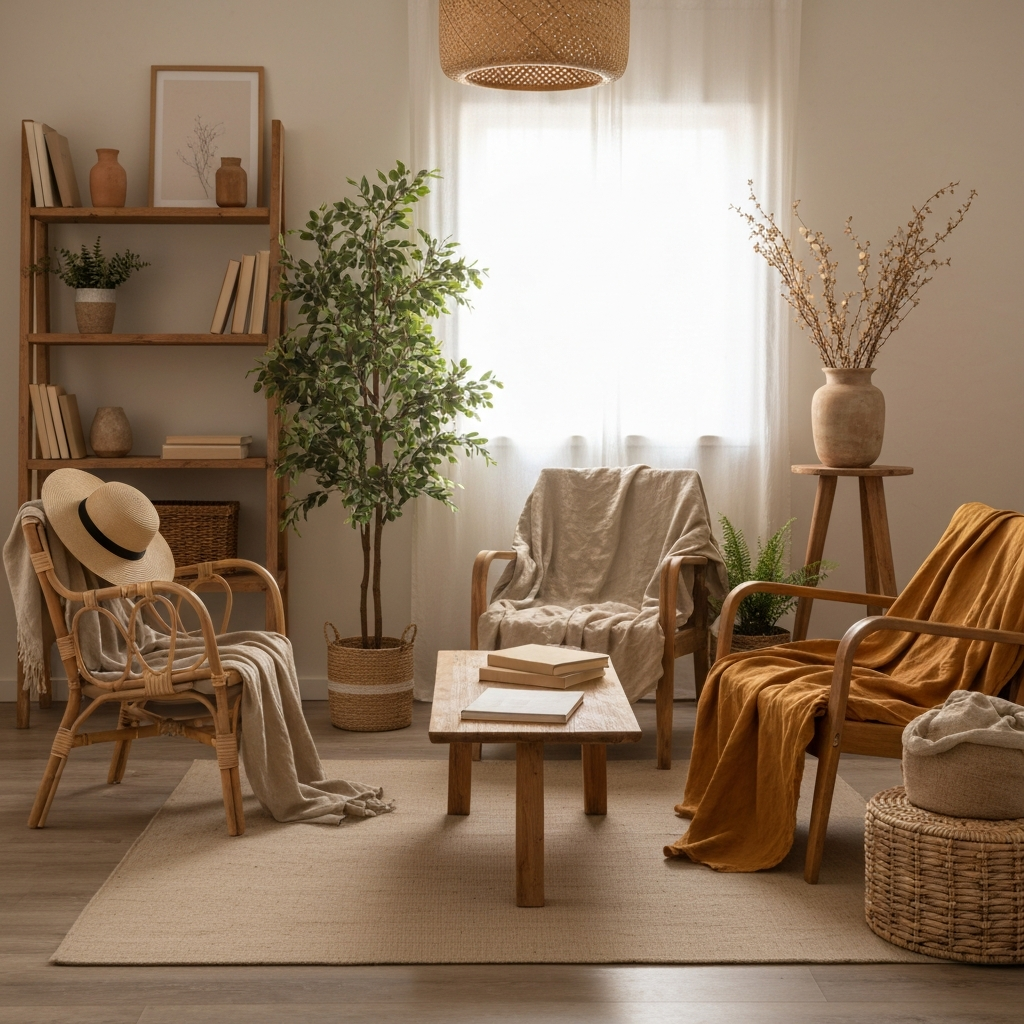 8. Kombinasi Tanaman Artifisial dan Dekorasi Alami