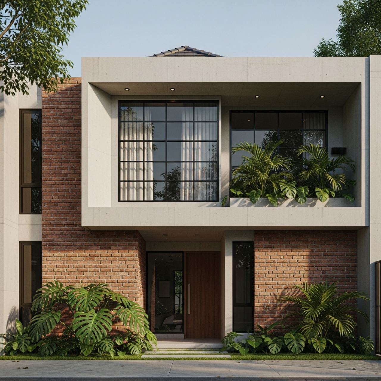 Fasad Bata Ekspos Industrial Tropis