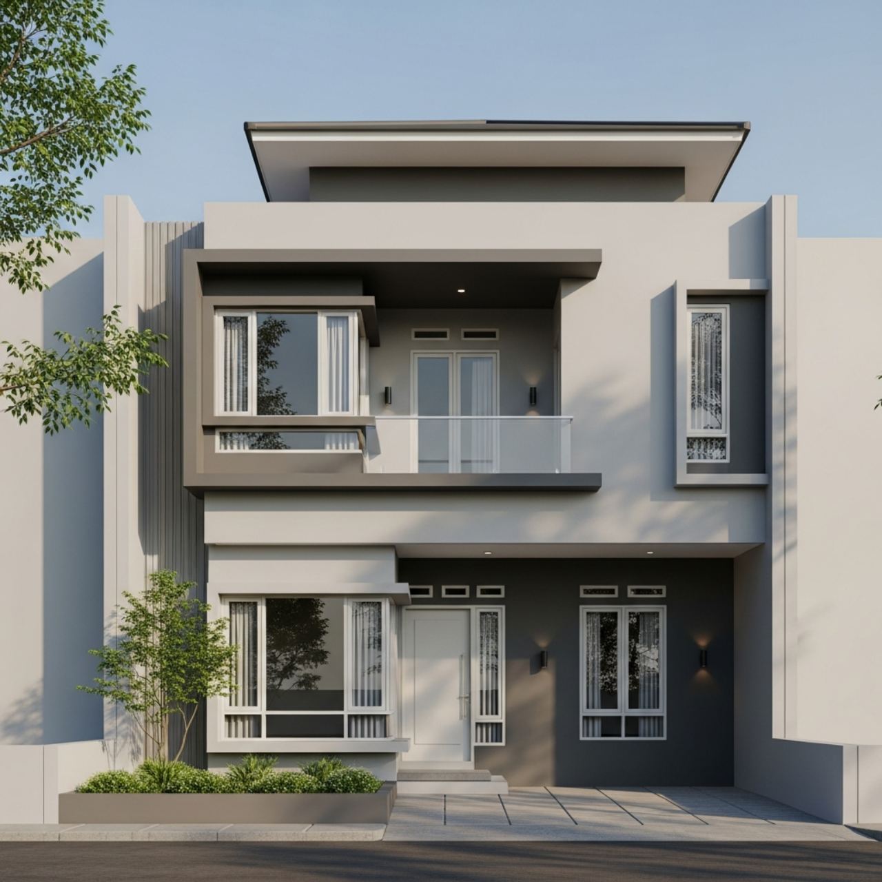 Fasad Kontemporer dengan Permainan Volume